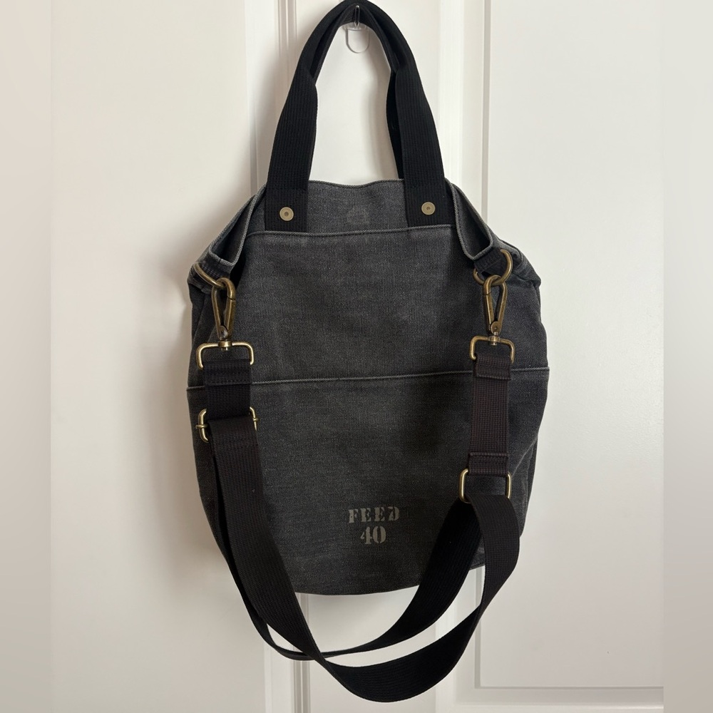 Feed Black Canvas Messenger Bag